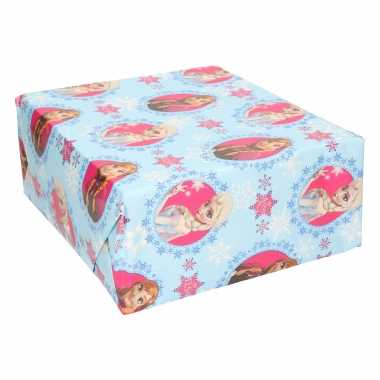 1x inpakpapier/cadeaupapier disney frozen blauw 200x70 cm op rol