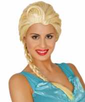 Disney damespruik blond met vlecht frozen